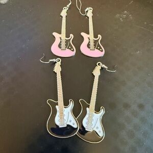 Retro guitar earrings